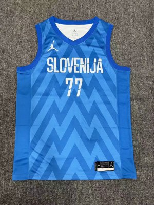 77 Doncic slovenija 2023-24 jersey blue heat pressed